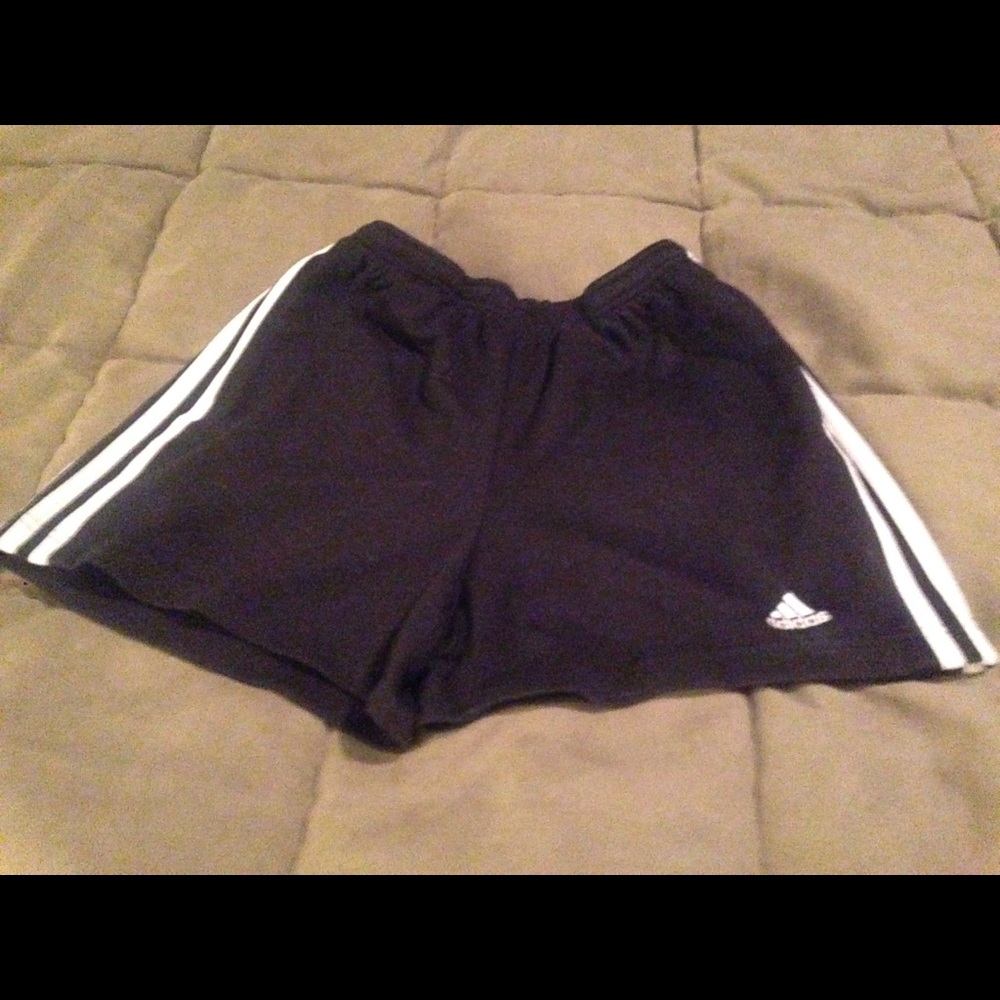 Adidas black running shorts with white stripes - Picture 1 of 3